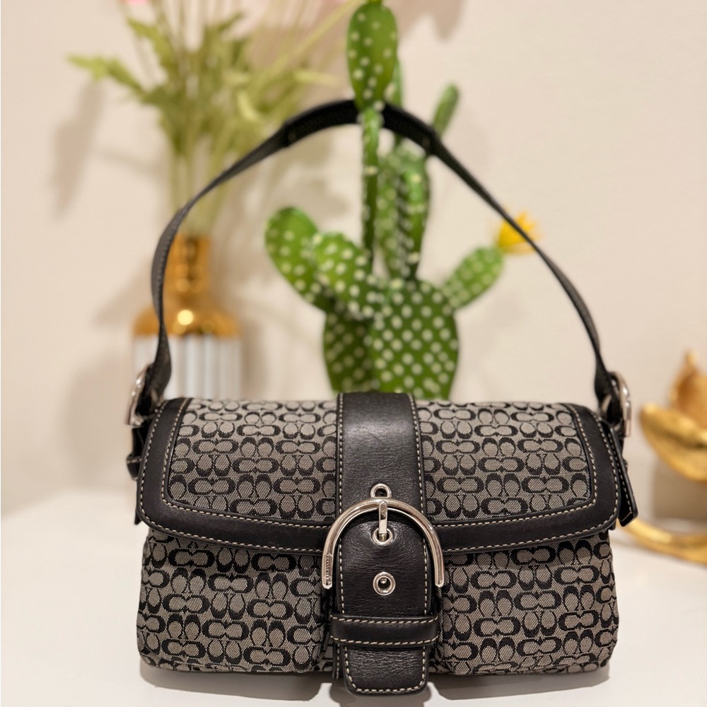 Coach Monogram Black and Gray Shoulder Bag